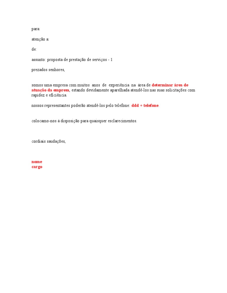 Proposta comercial de prestação de serviços em ti