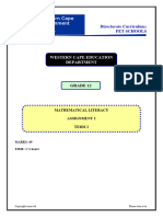 GR 12 Mathematical Literacy Term 2 Assigmnent 2019