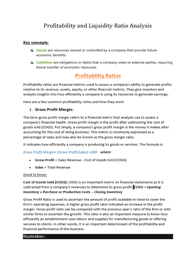 Profitability & Liquidity Ratios Guide | PDF | Gross Margin | Net Income