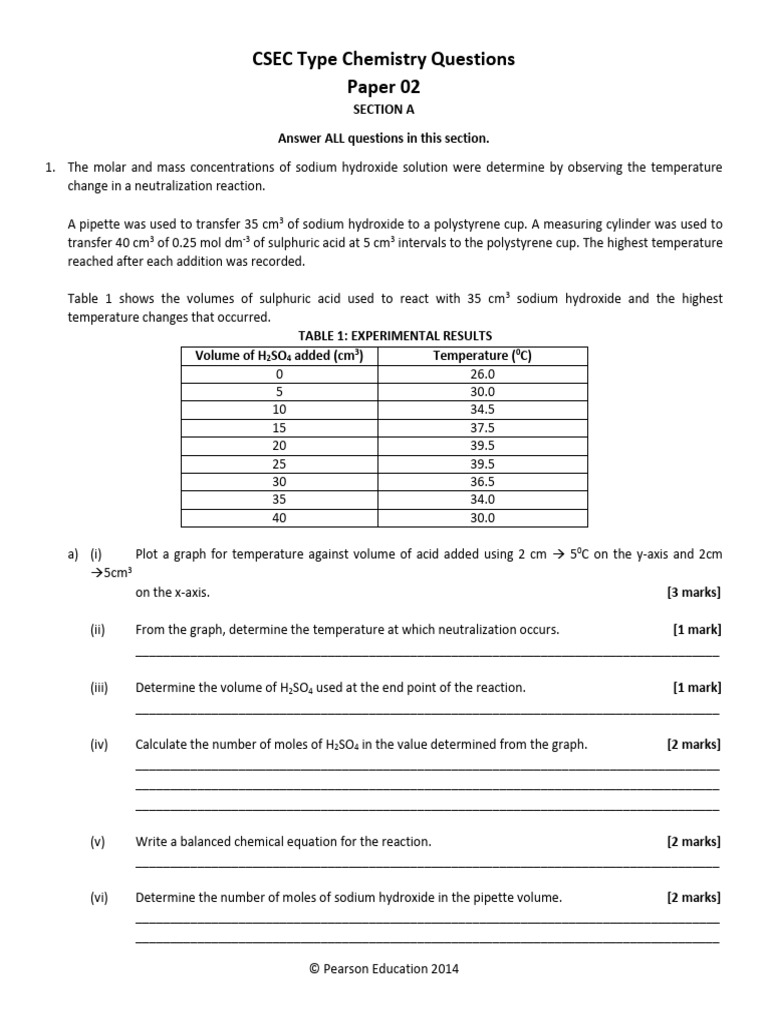CSEC Chemistry Questions and Experiments | PDF | Chemical Compounds | Redox