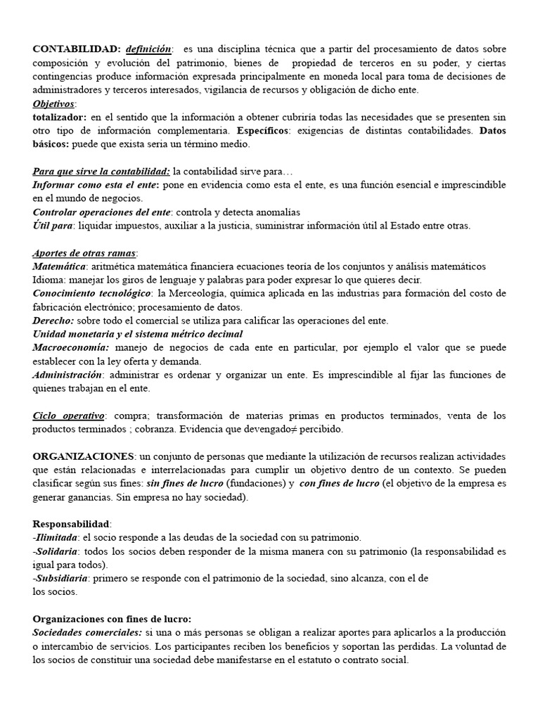 Resumen Teoria Contable | PDF | Contabilidad | Bancos