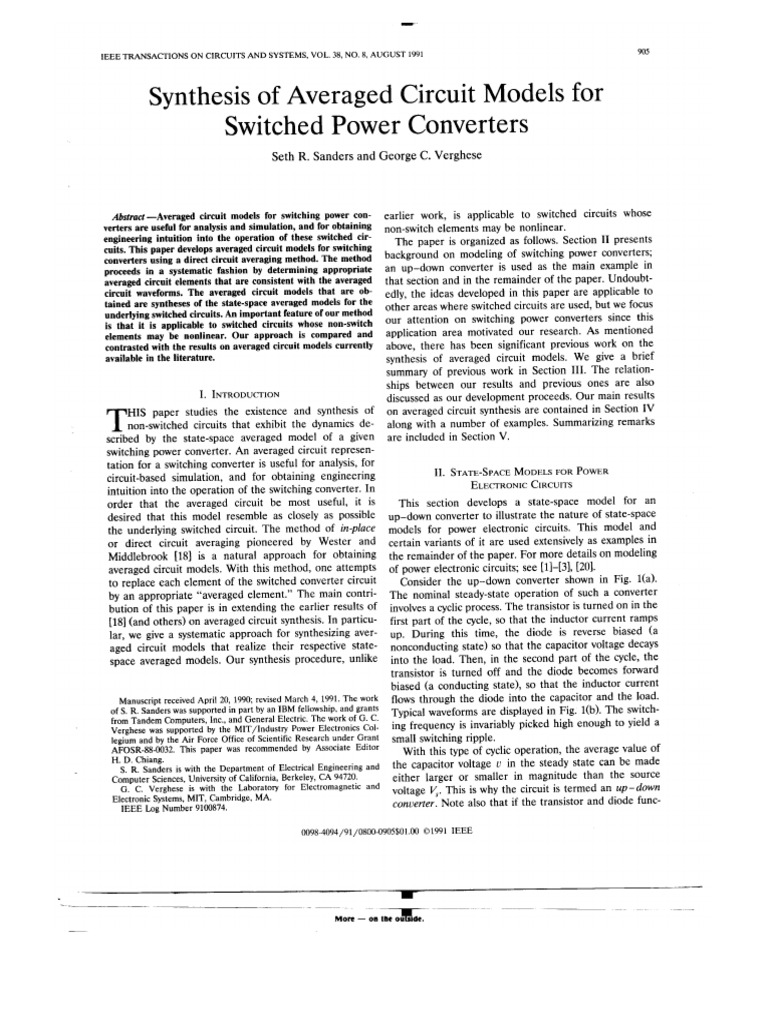 Synthesis of Averaged Circuit Models Sanders | PDF