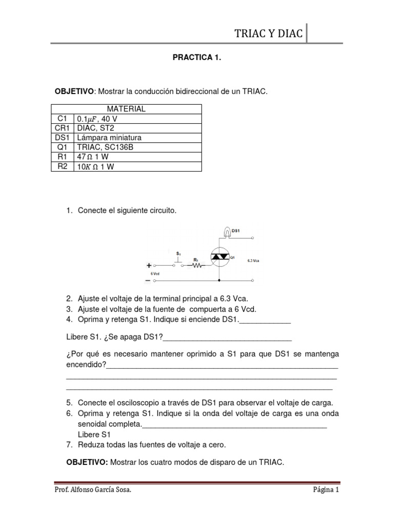 Funcionamiento de TRIAC y DIAC | PDF | Electromagnetismo | Electricidad