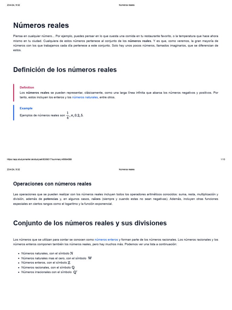 Números Reales | PDF | Números | Número Real