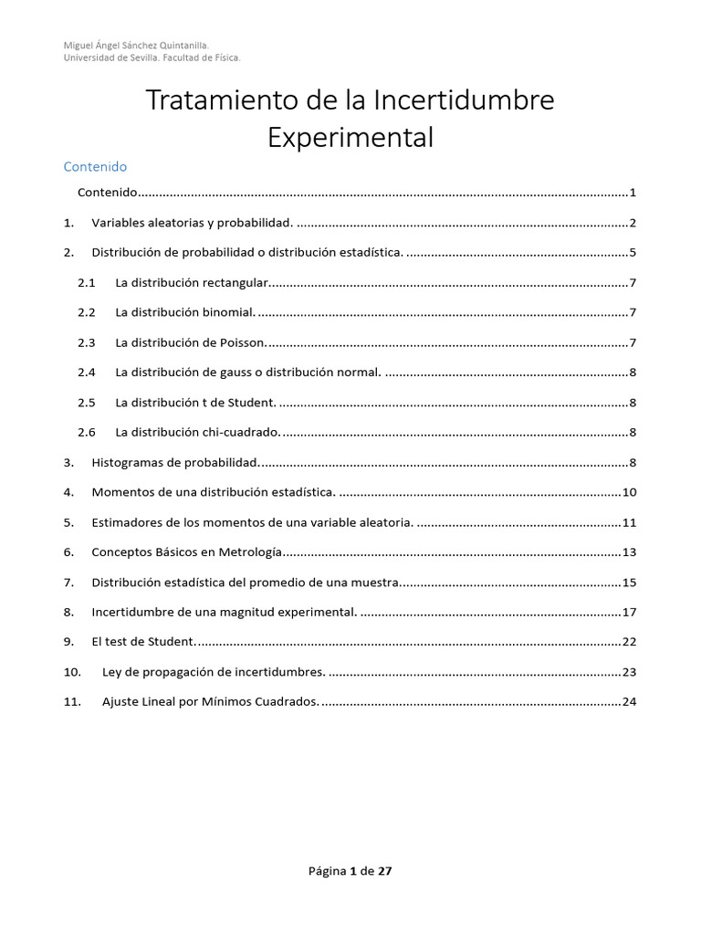 Tratamiento de La Incertidumbre Experimental | PDF | Media | Teoría de ...