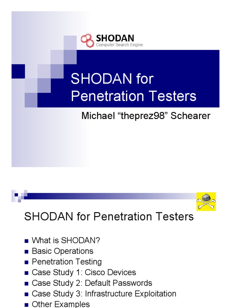 SHODAN Guide for Penetration Testing | PDF
