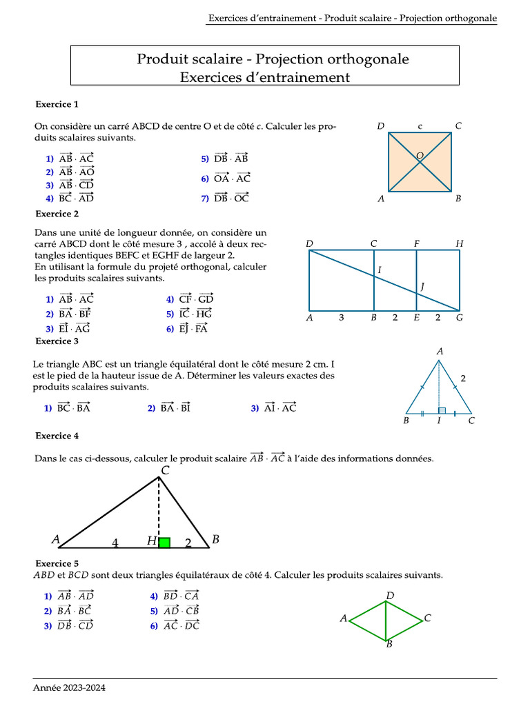 Exercices Projection Orthogonale | PDF
