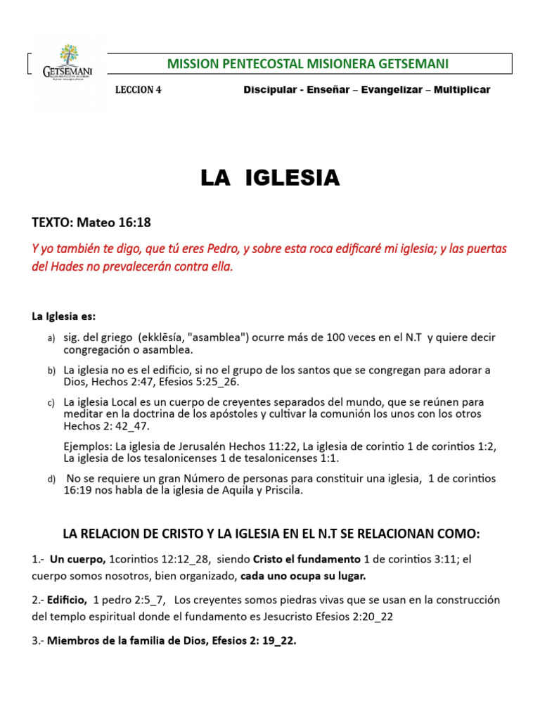Importancia de Asistir a la Iglesia | PDF | Iglesia cristiana | Cristo ...