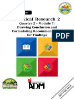 Practical Research 2: Quarter 2 - Module 7: Drawing Conclusion and Formulating Recommendation For Findings