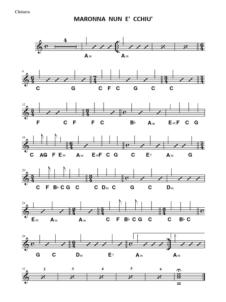 Maronna Nun È Cchiù - Chitarra | PDF