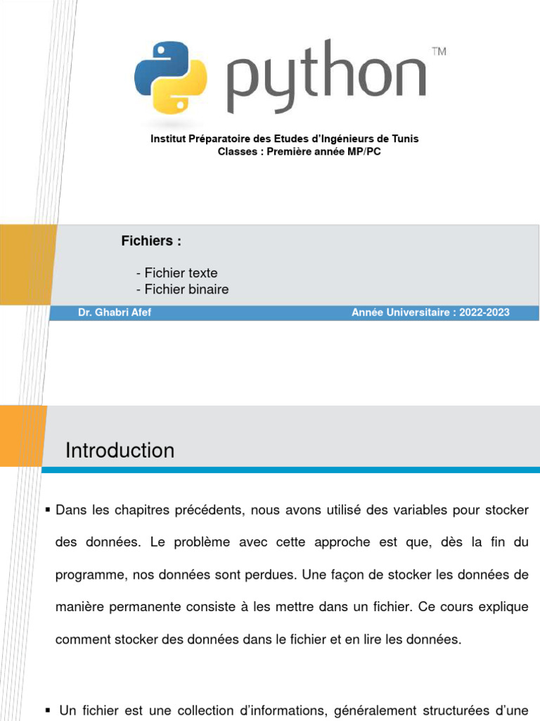 Gestion des fichiers en Python : Guide complet | PDF | Fichier texte ...