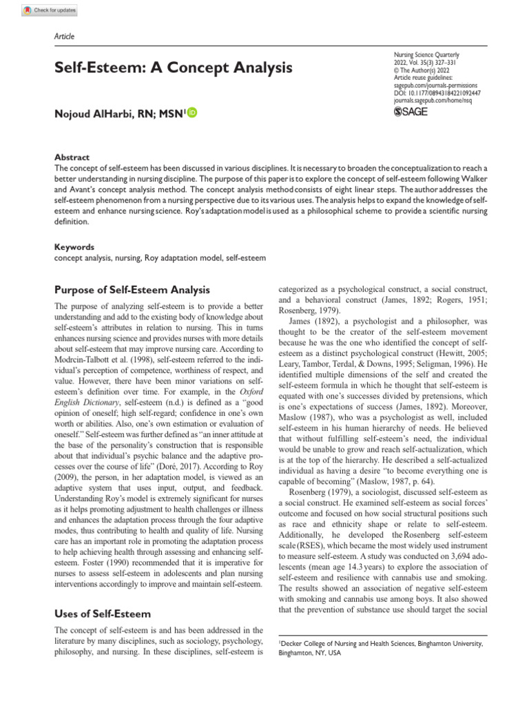 Self-Esteem in Nursing Practice | PDF | Self Esteem | Self Concept