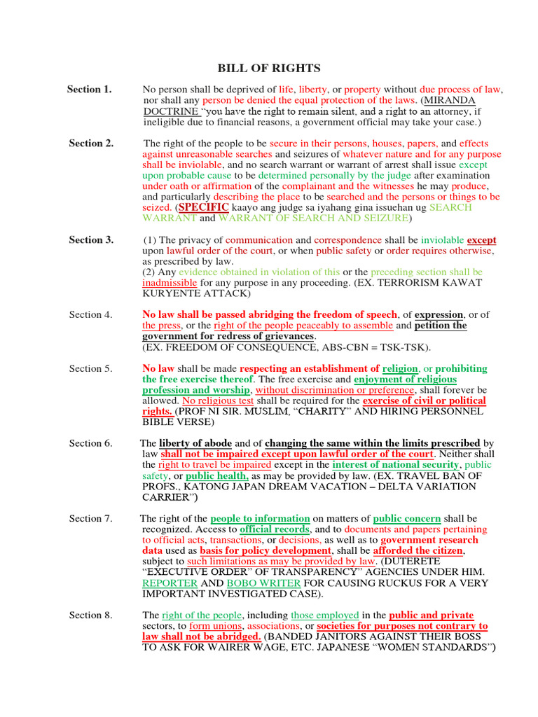 Comprehensive Overview of Bill of Rights | PDF | Search And Seizure ...