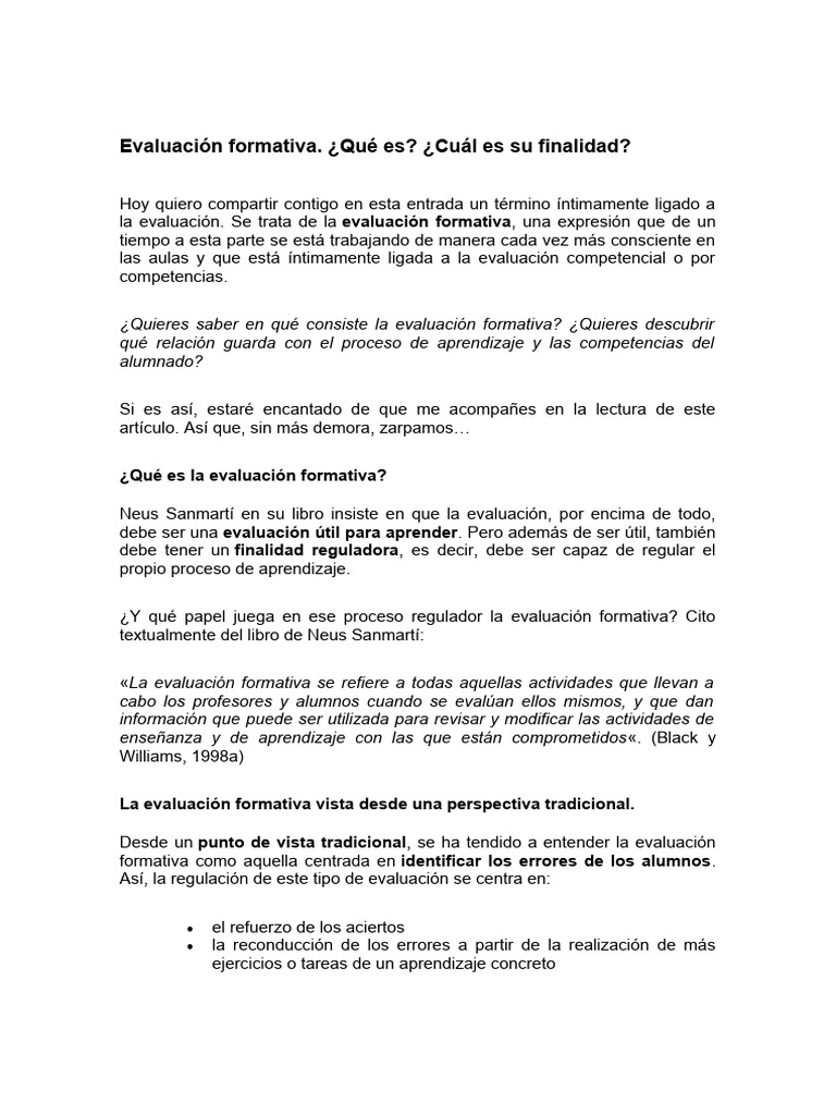 Criterios de Evaluación Formativa en Primaria | PDF | Evaluación ...