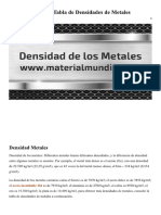 Densidad Metal - Tabla de Densidades de Metales - Material Mundial Grados