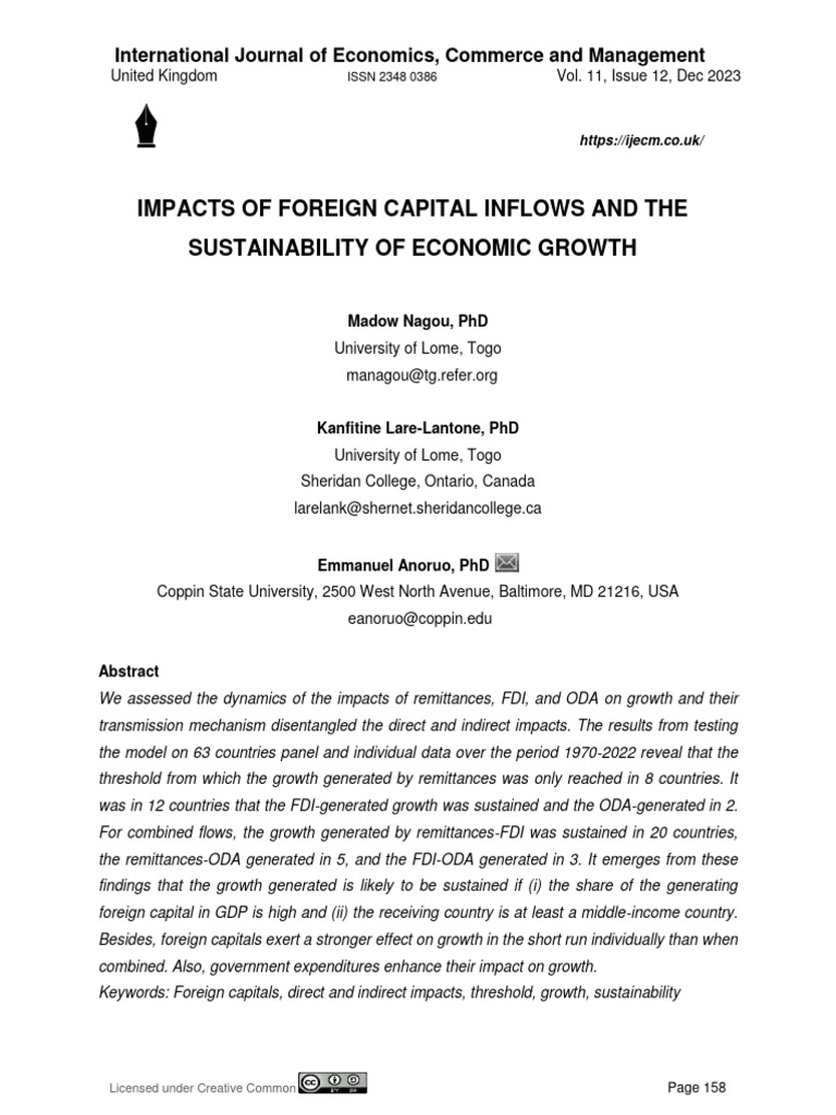 Foreign Capital's Impact on Growth | PDF | Remittance | Economic Growth