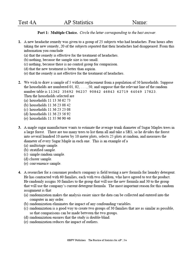 TST A CH 4 | PDF | Experiment | Sampling (Statistics)