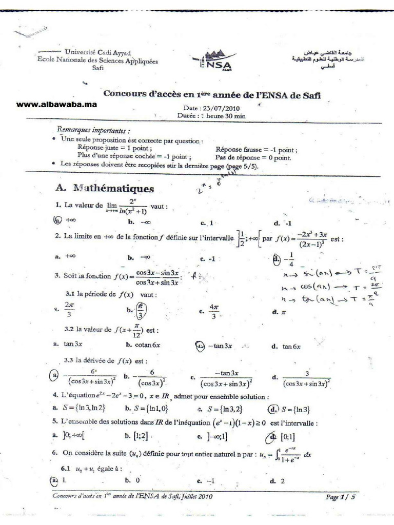concours-ensa-safi-2010-maths-epreuve-pdf