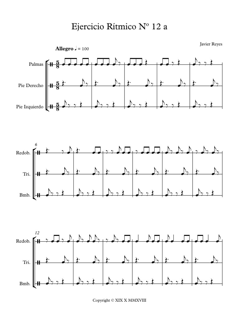 Ejercicio Rítmico #12 A - Partitura Completa | PDF