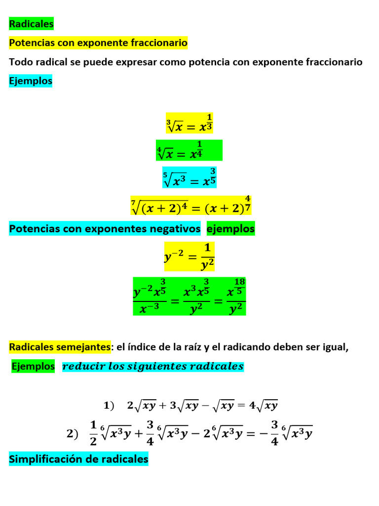 6 Radicales 1 | PDF | Números | Conceptos matemáticos