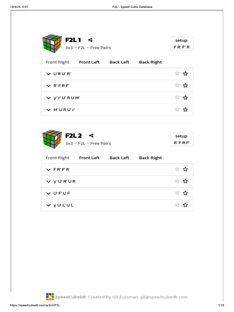 F2L Algorithms for 3x3 Rubik's Cube | PDF | Logic Puzzles ...