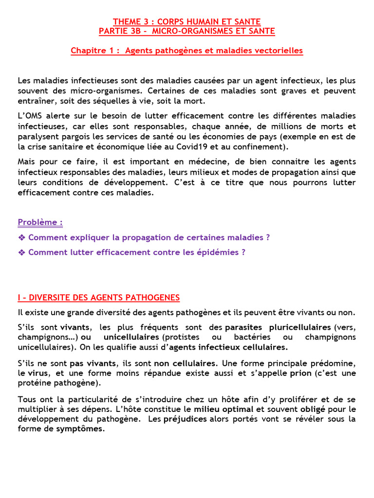 Agents pathogènes et maladies vectorielles | PDF | Infection | Agent ...