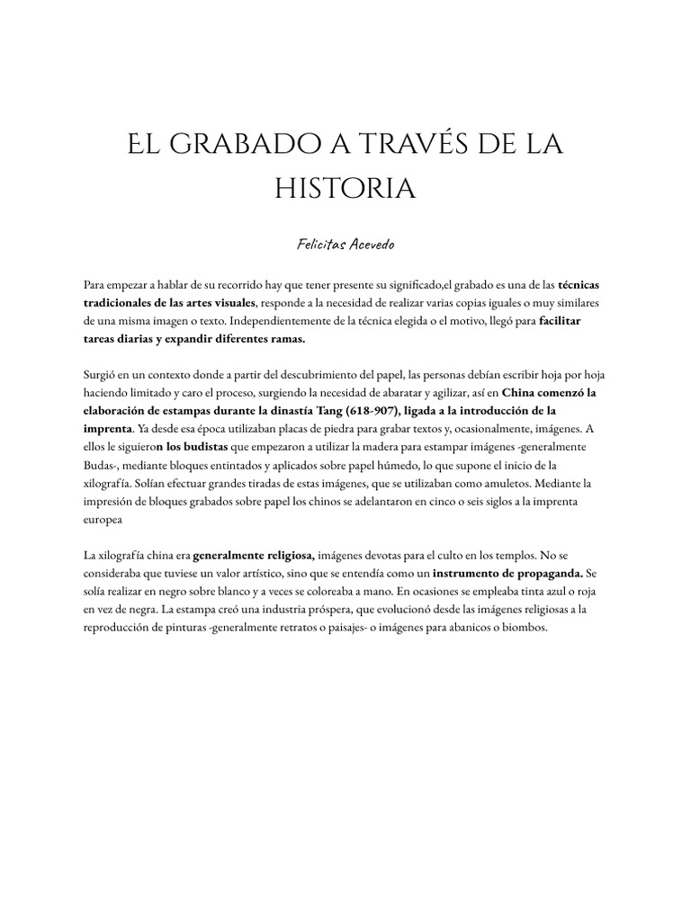 Evolución del Grabado a lo Largo de la Historia | PDF | Grabado ...