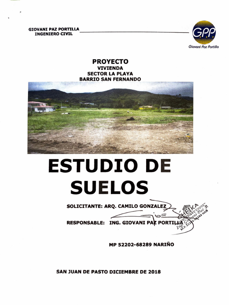 Estudio de Suelos para Vivienda en Pasto | PDF | Fundación (Ingeniería ...