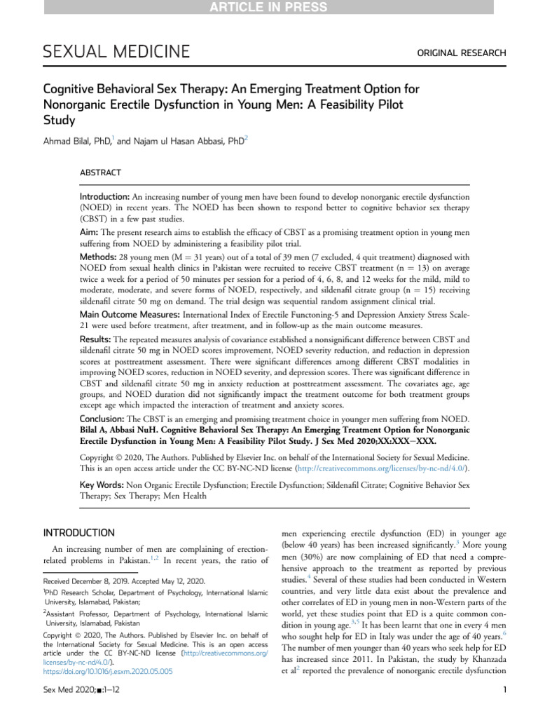 Cognitive Behavioral Sex Therapy An Emerging Treat | PDF | Orgasm ...