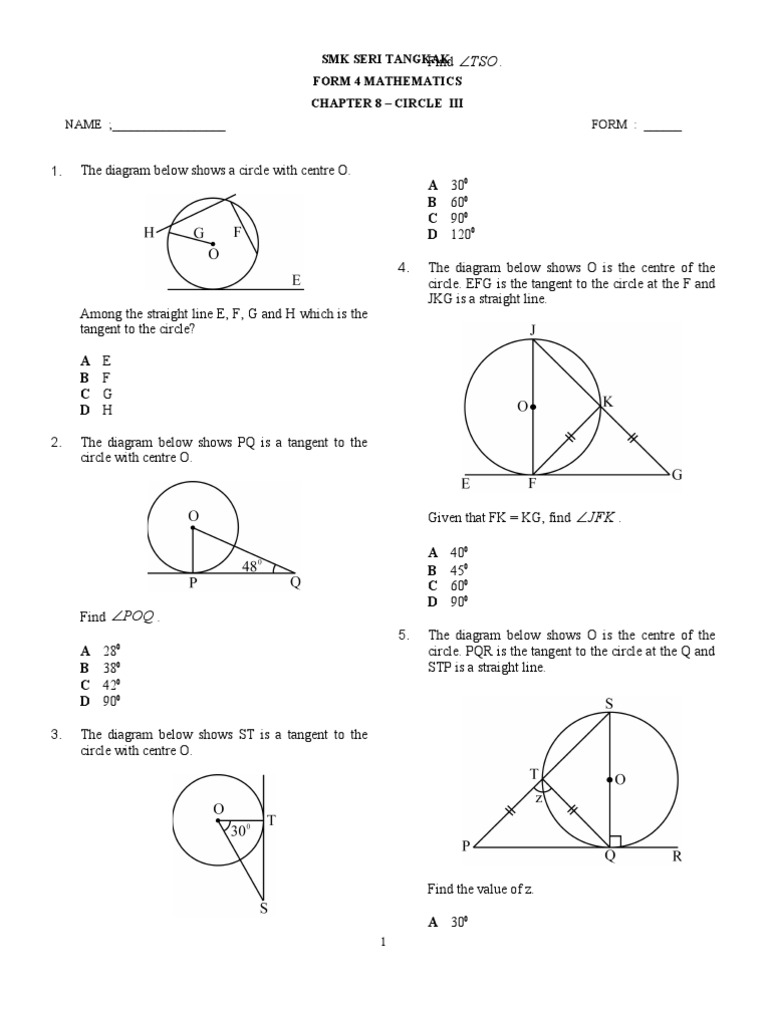 Tangent Theorem and Circle Diagrams | PDF | Circle | Topology