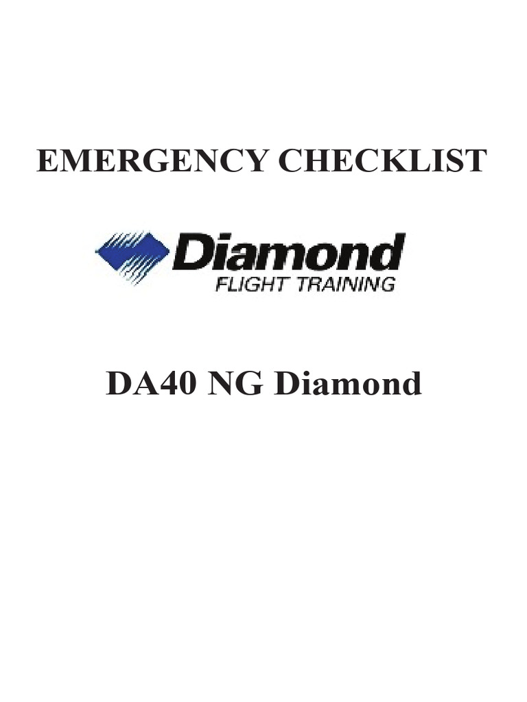 DA40 NG Emergency Checklist | PDF | Landing Gear | Aviation Safety
