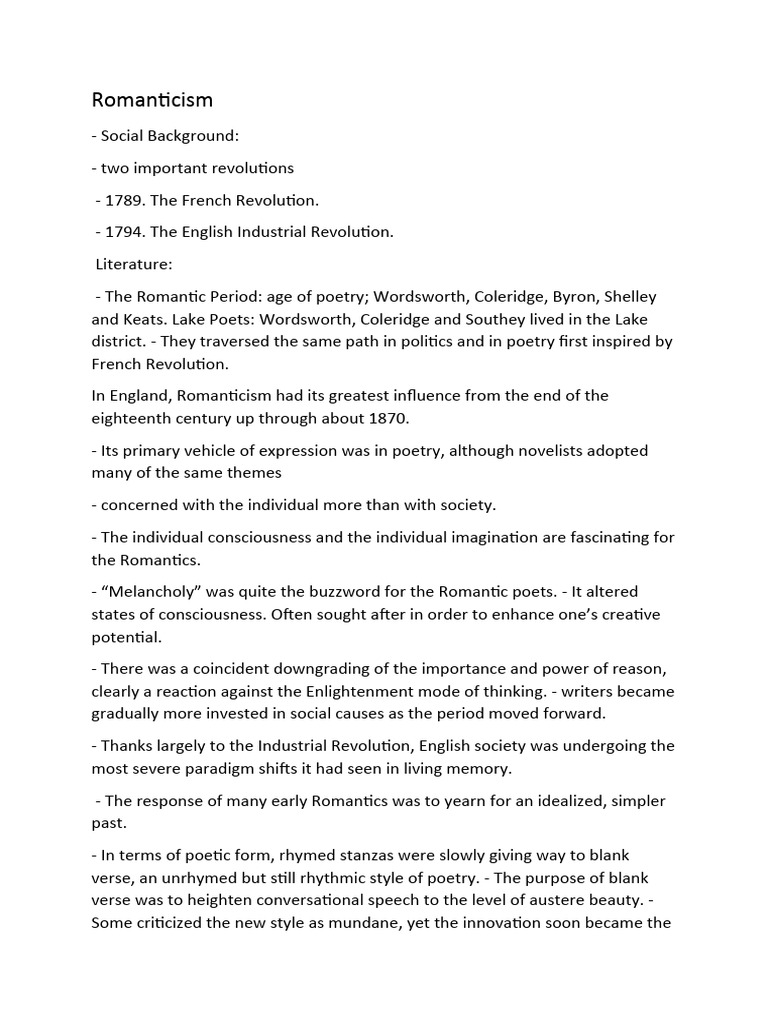 Romanticism Pdf Romanticism Poetry