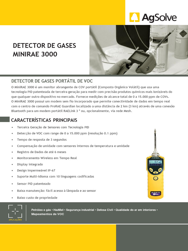Detector de Gases Portátil MiniRAE 3000 | PDF | Bluetooth | Notebook