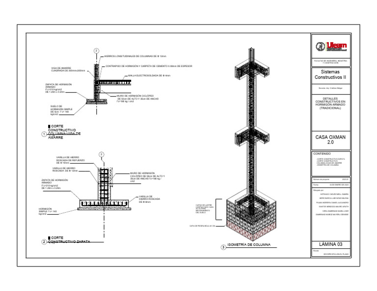 Lamina 3 Hormigon Armado | PDF | Hormigón | Albañilería