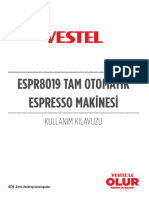 Vestel Espr8019 Tam Otomati̇k Espresso Maki̇nesi̇ Kullanim Kilavuzu