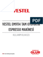Vestel Em9114 Tam Otomati̇k Espresso Maki̇nesi̇ Kullanim Kilavuzu