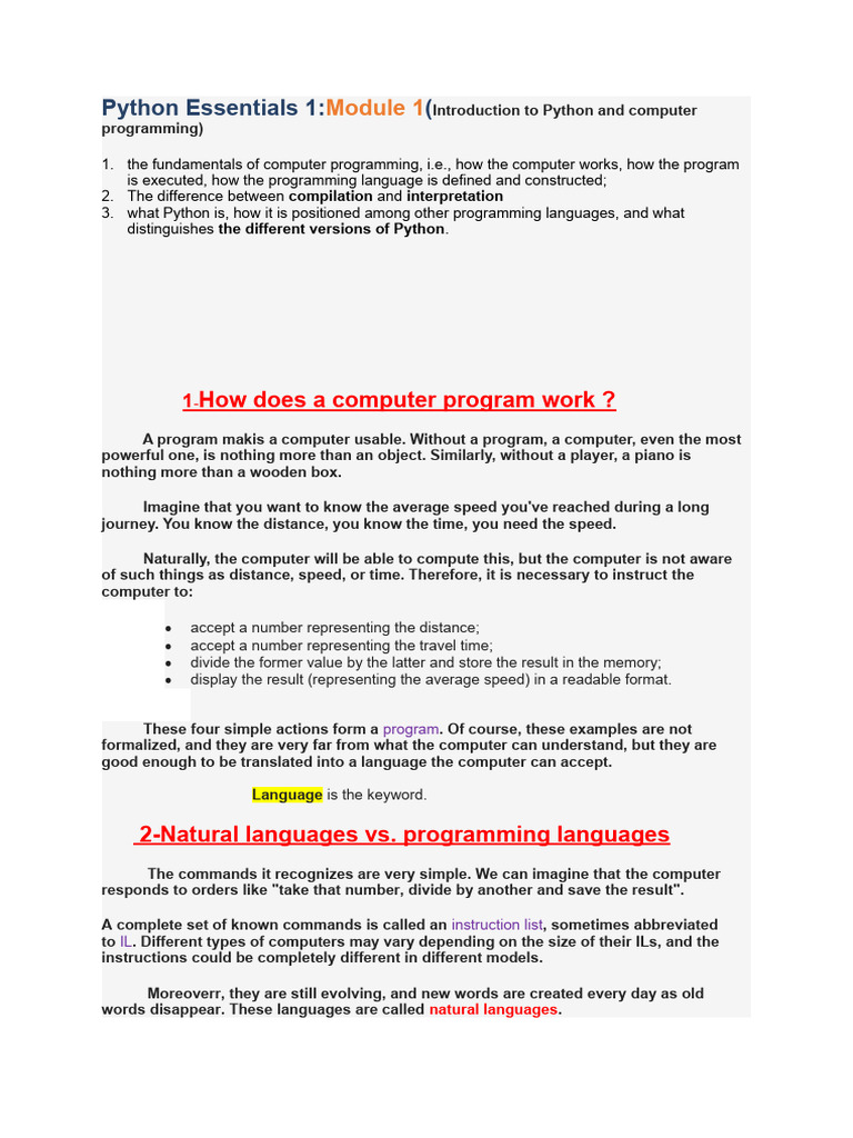 Python Essentials 1 | PDF | Computer Program | Programming