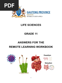 Gr.11 Life Sciences Answers For The Remote Learning Booklet - Term 1