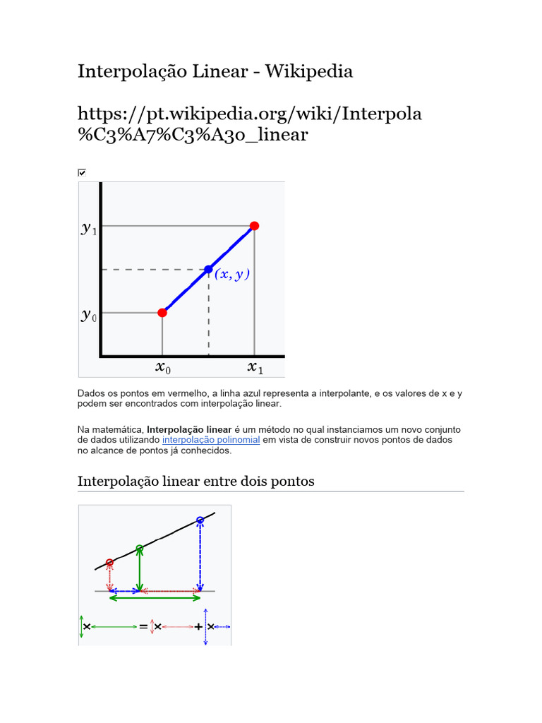 Interpolação Linear - Wikipedia | PDF | Matemática | Analise matemática