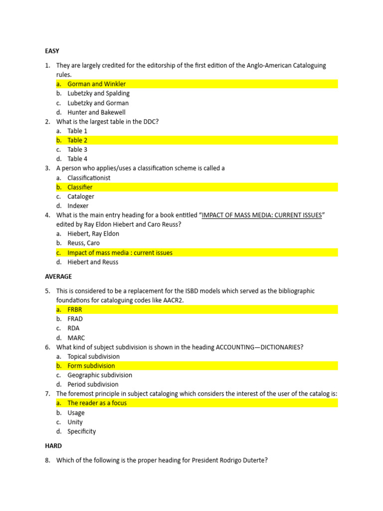Cataloging Questions PDF
