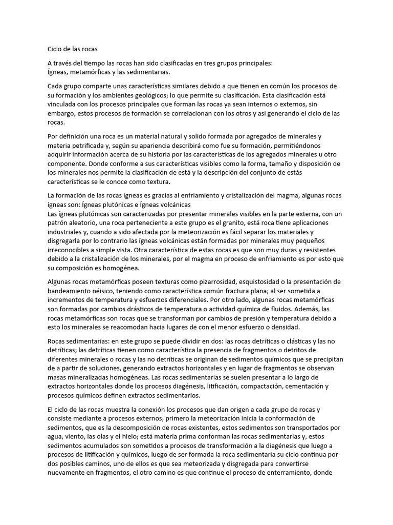 Ciclo de las Rocas: Formación y Tipos | PDF | Roca (geología) | Roca ...