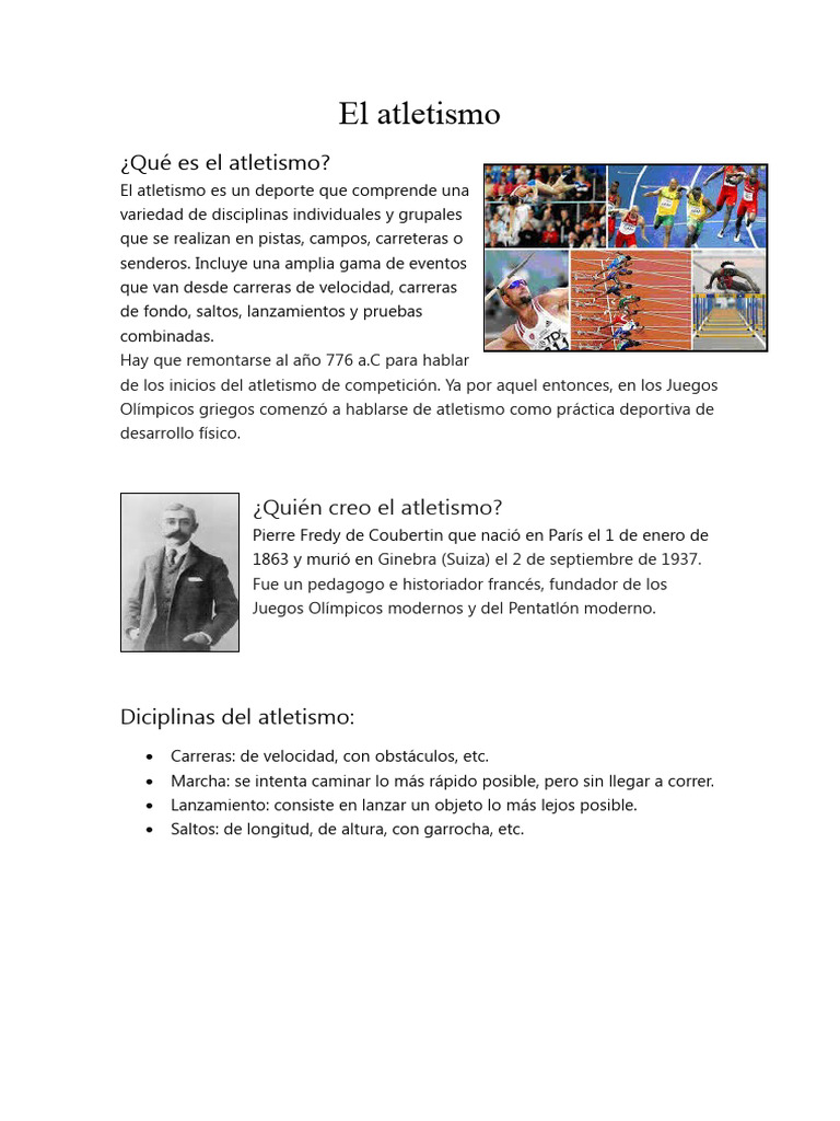 El Atletismo 2 y Complementos para El Folder | PDF | Deporte del ...