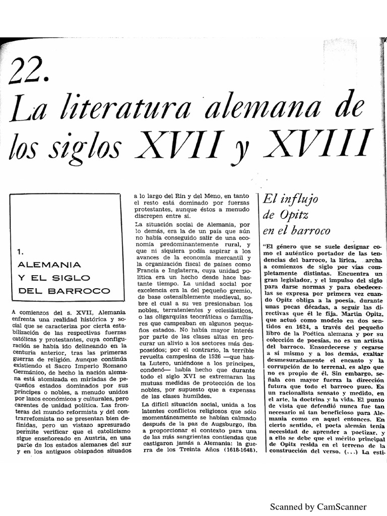 22.la Literatura Alemana de Los Siglos XVII y XVIII-CEAL | PDF