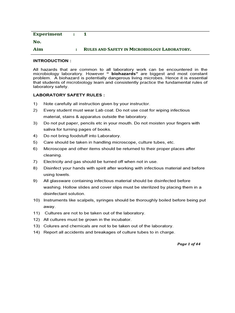Microbiology Lab Safety Guidelines | PDF | Microscope | Staining