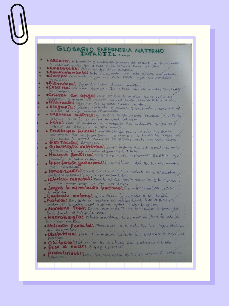 Glosario Matermo Infantil | PDF