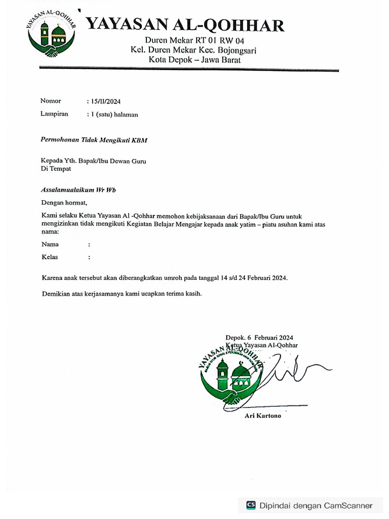 Surat Izin Umroh Yp | PDF