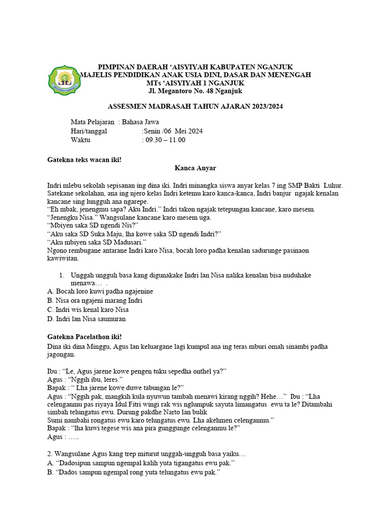 Assesment bahasa jawa real pdf