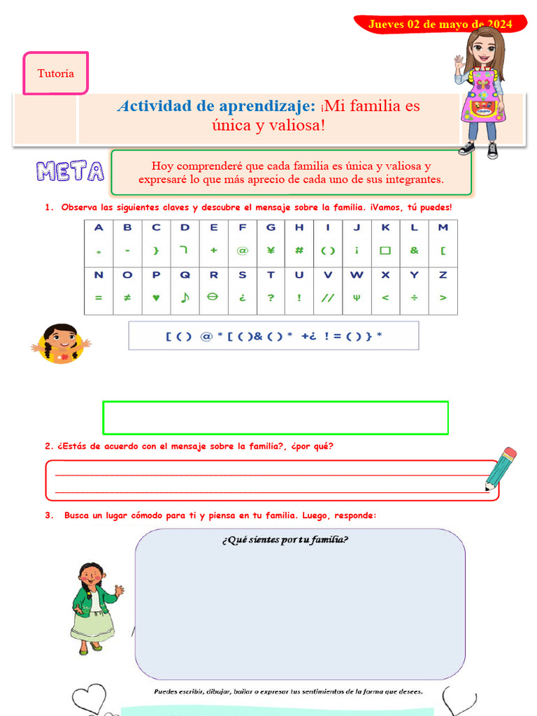 TUTORIA Mi Familia Es Unica y Valiosa 5 | PDF | Creatividad