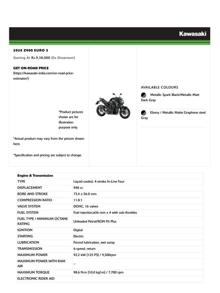 Z900 Kawasaki | PDF | Automotive Industry | Motor Vehicle