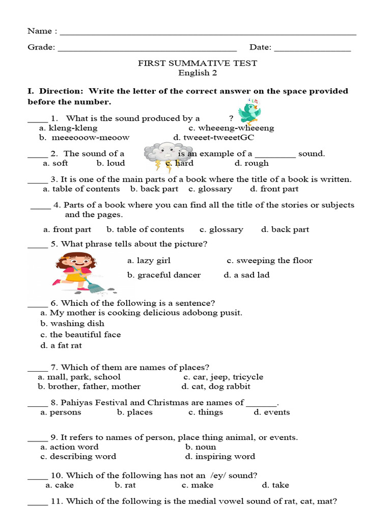 English 2 Summative Test Questions | PDF | Linguistics | Languages